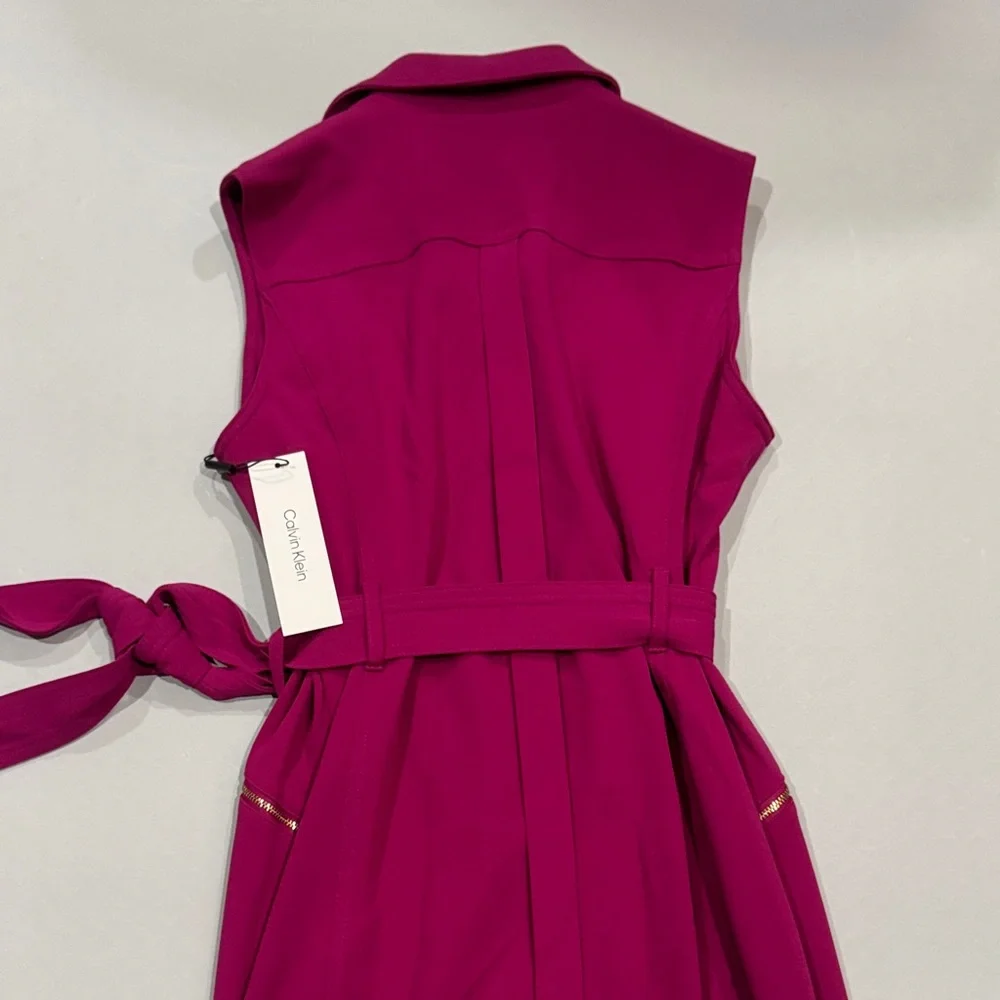 Calvin Klein Magenta Midi Dress with Gold Zipper - Picture 5 of 6